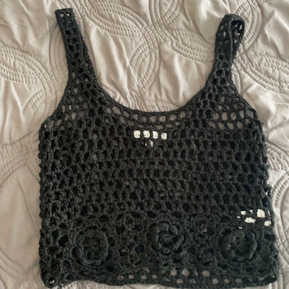 black crochet tank top